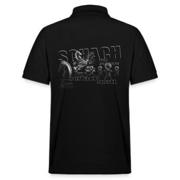 Schach Motiv, Springer schlägt König schachmatt - Stanley/Stella Unisex Bio-Poloshirt PREPSTER - Schwarz - Hinten - Andy (188cm)