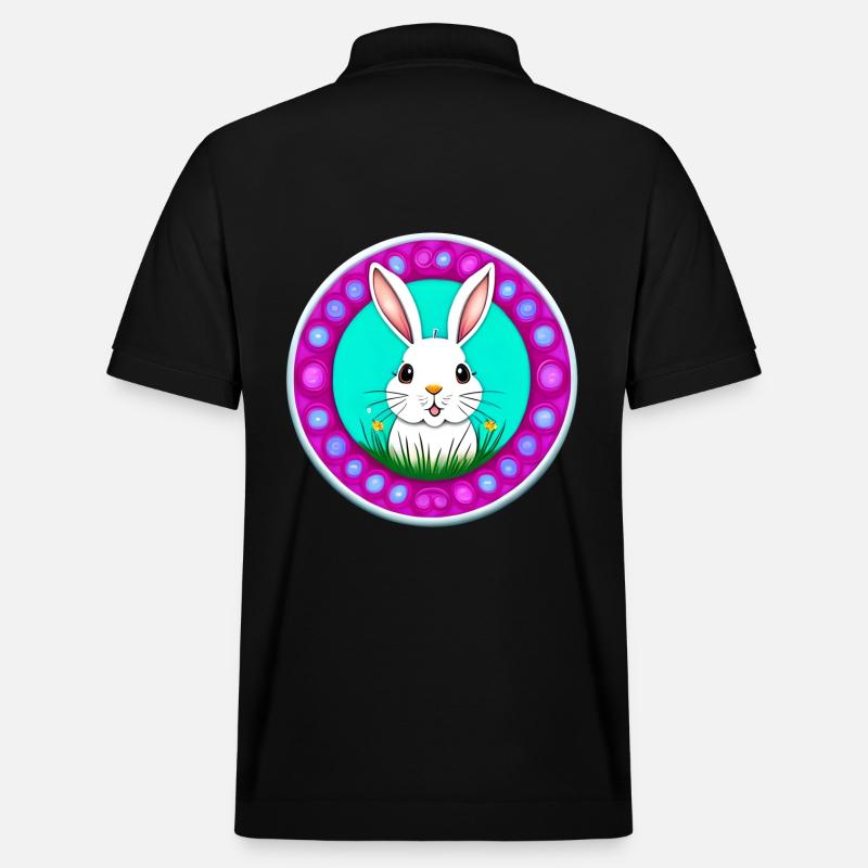 White Easter Flower Meadow - Polo PREPSTER bio Stanley/Stella Unisexe - noir