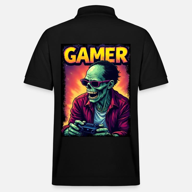 Zombie Gamer mit Controller - Stanley/Stella Unisex Bio-Poloshirt PREPSTER - Schwarz