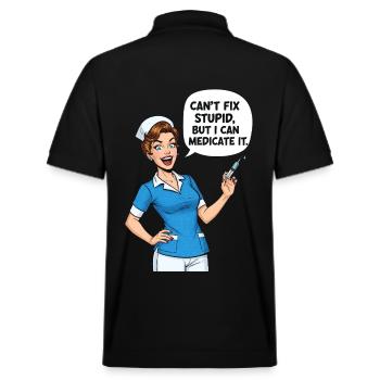 Humour d’infirmière : Stupidité des médicaments - Polo PREPSTER bio Stanley/Stella Unisexe - noir - Dos - Andy (188cm)