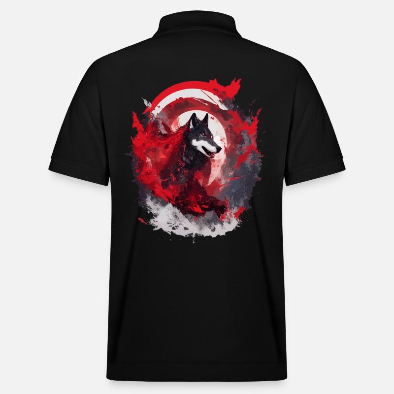 Wolfsblut Japan Wolfs Kunst - Stanley/Stella Unisex Bio-Poloshirt PREPSTER - Schwarz