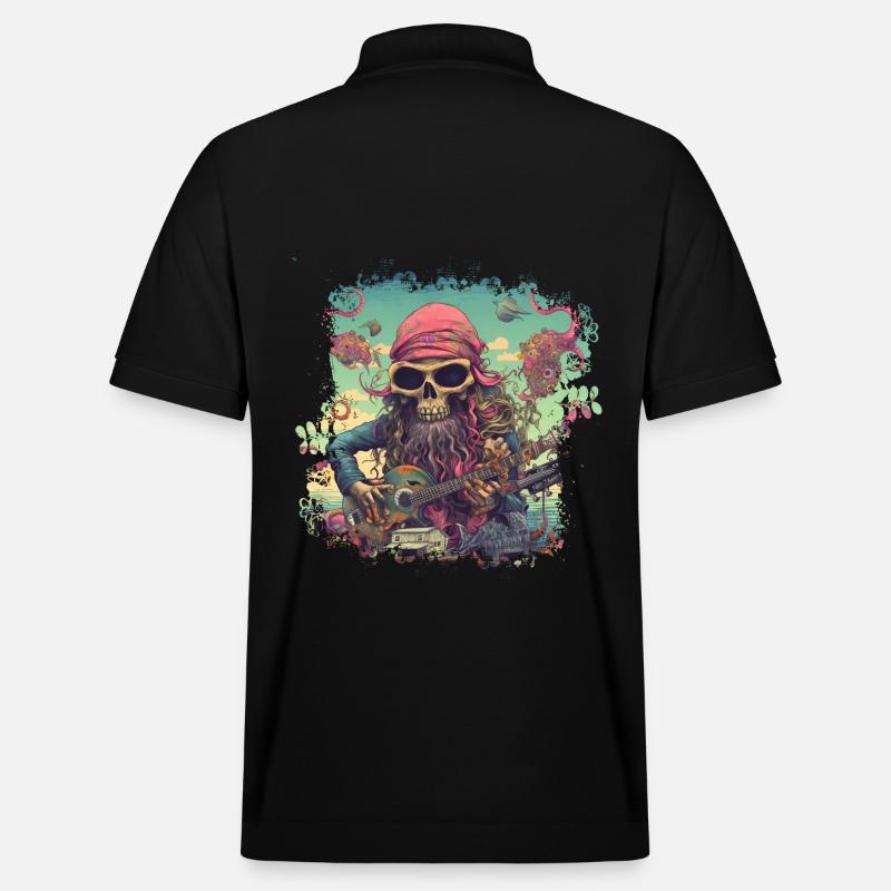 Squelette hippie psychédélique avec guitare - Polo PREPSTER bio Stanley/Stella Unisexe - noir
