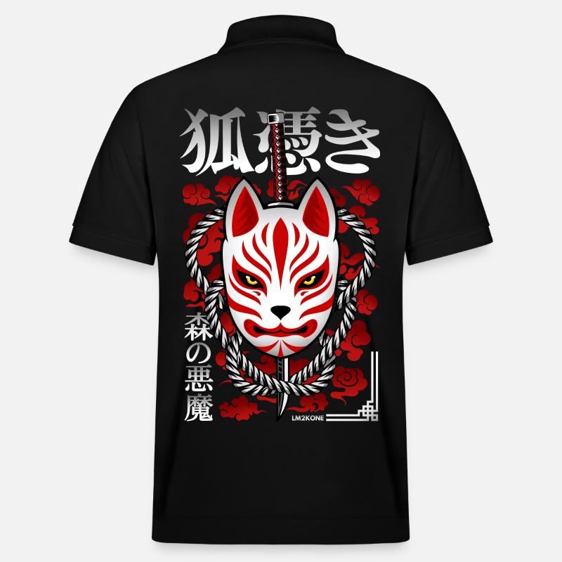 Japan Kitsune - Walddämon - Stanley/Stella Unisex Bio-Poloshirt PREPSTER - Schwarz