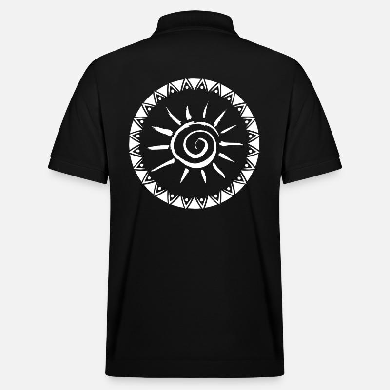 Conception géométrique du mandala Sunburst - Polo PREPSTER bio Stanley/Stella Unisexe - noir