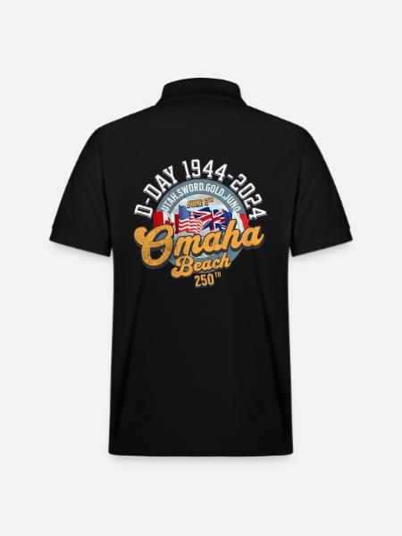 Omaha Beach 250th anniversary back - Stanley/Stella Unisex Organic Polo Shirt PREPSTER - black