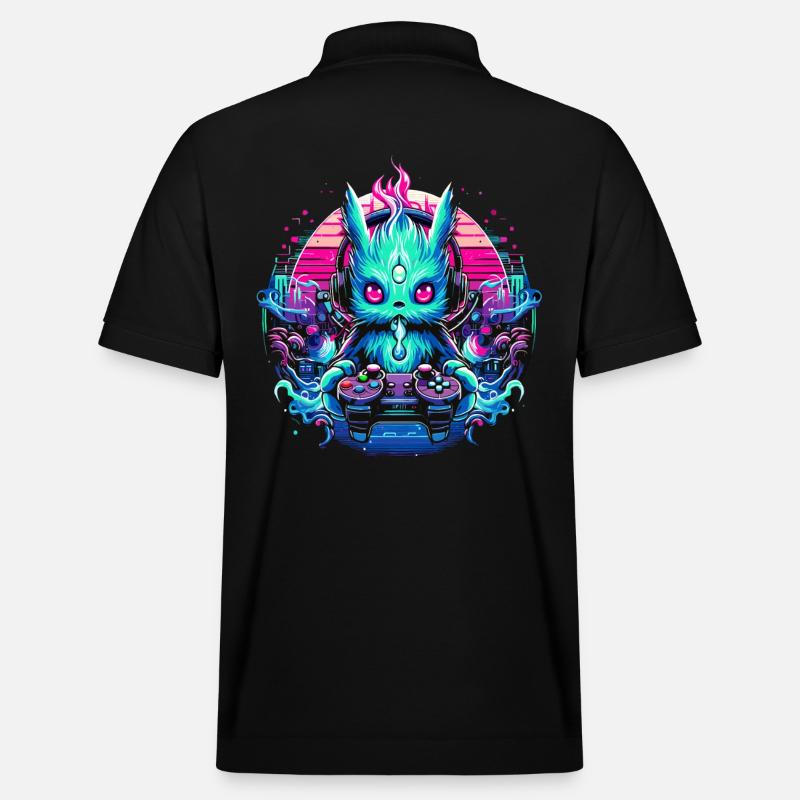 Synthwave Zocker Gaming Alien - Stanley/Stella Unisex Bio-Poloshirt PREPSTER - Schwarz