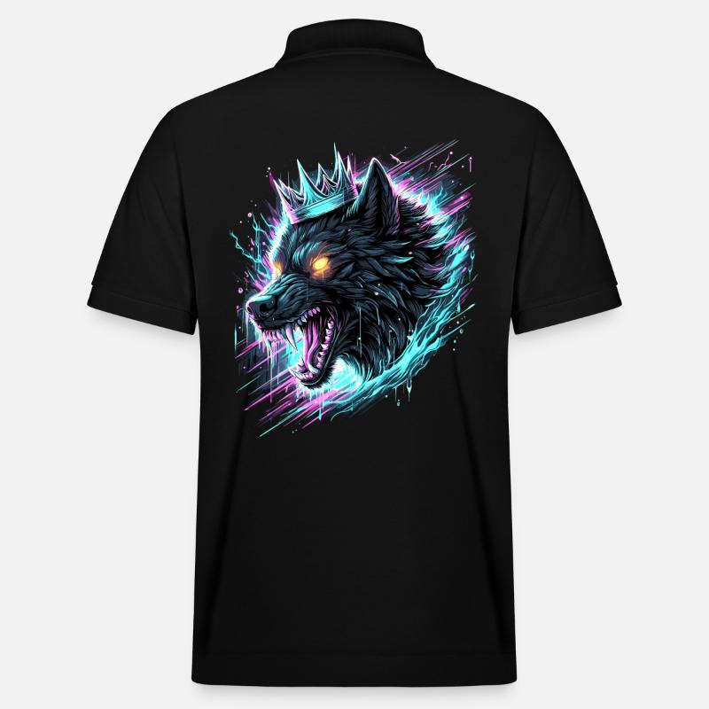 Königlicher Wolf Synthwave - Stanley/Stella Unisex Bio-Poloshirt PREPSTER - Schwarz
