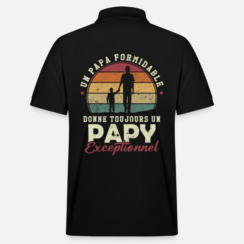 Papa formidable, papy exceptionnel - Polo PREPSTER bio Stanley/Stella Unisexe - noir