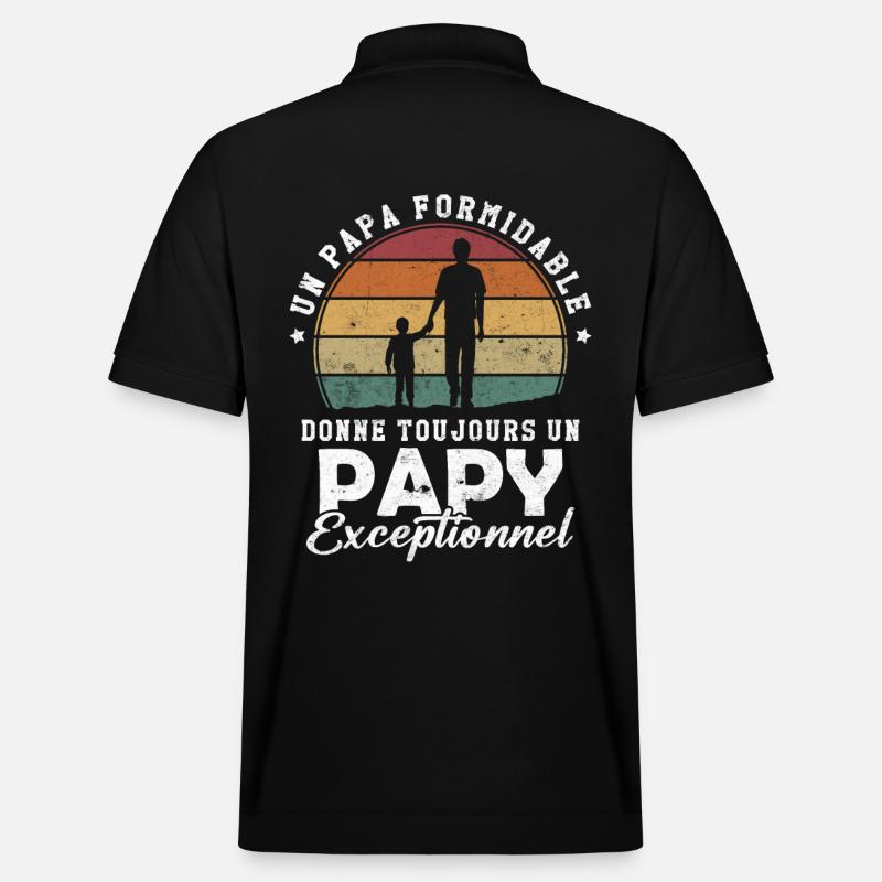 Papa formidable, papy exceptionnel - Polo PREPSTER bio Stanley/Stella Unisexe - noir