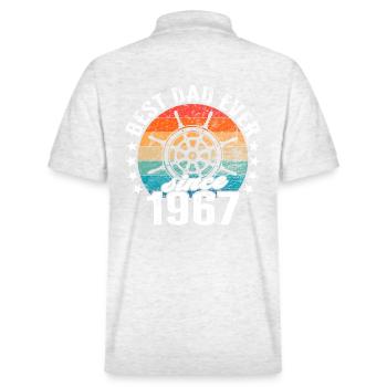Bester Papa der Welt seit 1967 Kapitän - Stanley/Stella Unisex Bio-Poloshirt PREPSTER - Weiß meliert - Hinten - Andy (188cm)