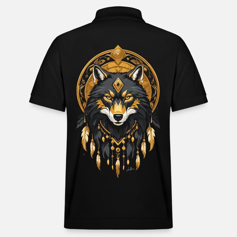 Gold Indischer Wolf - Stanley/Stella Unisex Bio-Poloshirt PREPSTER - Schwarz