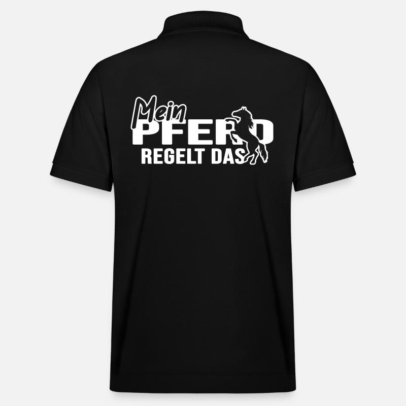 Reiten "Pferd regelt" Springreiter Galopp - Stanley/Stella Unisex Bio-Poloshirt PREPSTER - Schwarz