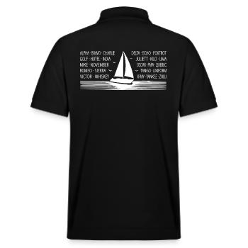 NATO-Alphabet Seefunk mit Segelboot weiß - Stanley/Stella Unisex Bio-Poloshirt PREPSTER - Schwarz - Hinten - Andy (188cm)
