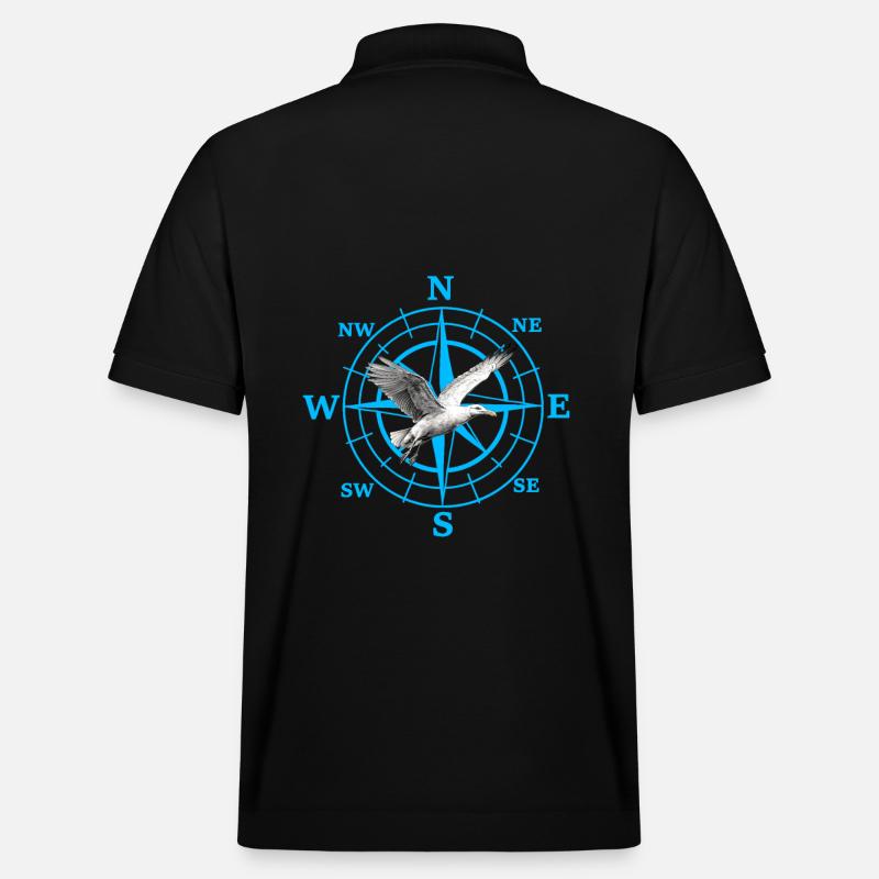 Himmelsrichtung Kompas Windrose Möwe maritim - Stanley/Stella Unisex Bio-Poloshirt PREPSTER - Schwarz