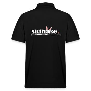 skifahrer ski-alpin skihase im pulverschnee - Stanley/Stella Unisex Bio-Poloshirt PREPSTER - Schwarz - Hinten - Andy (188cm)