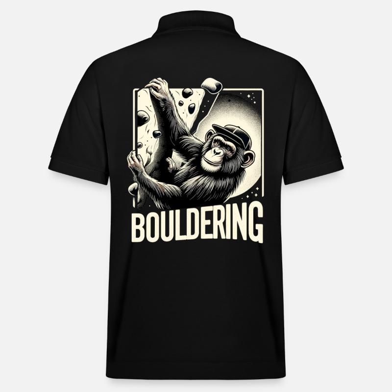 Bouldern Schimpanse Klettern Geschenk - Stanley/Stella Unisex Bio-Poloshirt PREPSTER - Schwarz