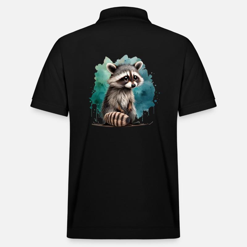 Süßer Waschbär - Stanley/Stella Unisex Bio-Poloshirt PREPSTER - Schwarz