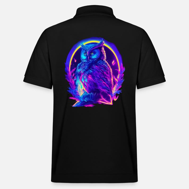 Mystiquement brillant hibou Neon Synthwave - Polo PREPSTER bio Stanley/Stella Unisexe - noir