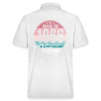 Vintage Made in 1966 Geburtsjahr 1966 Geburtstag - Stanley/Stella Unisex Bio-Poloshirt PREPSTER - Weiß meliert - Hinten - Andy (188cm)