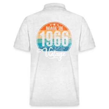 Vintage Made in 1966 Geburtsjahr 1966 Geburtstag - Stanley/Stella Unisex Bio-Poloshirt PREPSTER - Weiß meliert - Hinten - Andy (188cm)