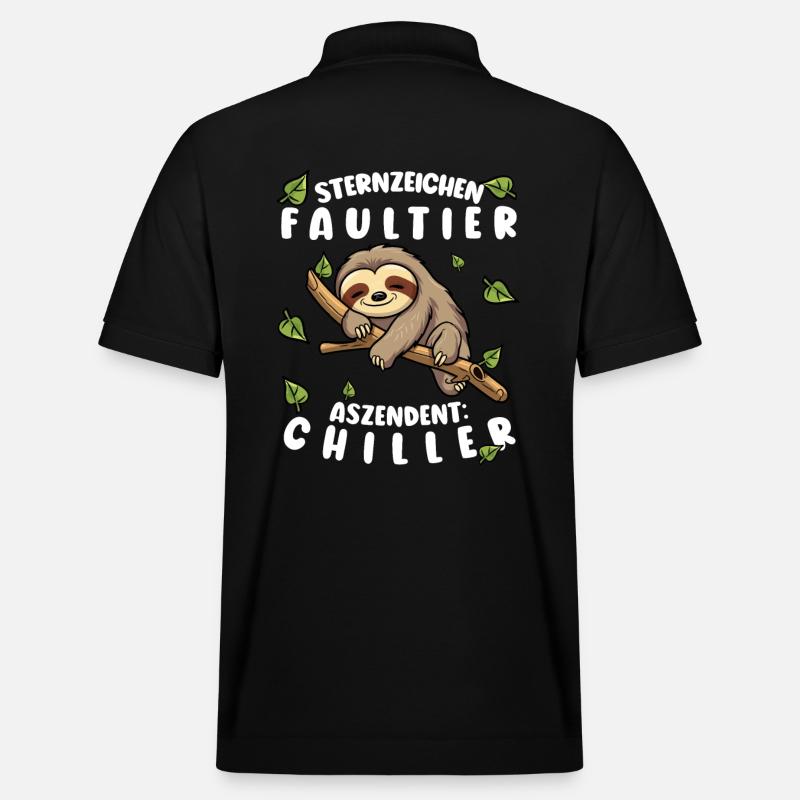 Faultier Lustiger Spruch: Sternzeichen Faultier - Stanley/Stella Unisex Bio-Poloshirt PREPSTER - Schwarz