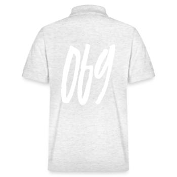 069 Area code Frankfurt am Main - Stanley/Stella Unisex Organic Polo Shirt PREPSTER - heather white - Back - Andy (188cm)