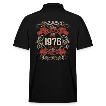 50. Geburtstag Legende April Jahrgang 1976 - Stanley/Stella Unisex Bio-Poloshirt PREPSTER - Schwarz - Hinten - Andy (188cm)