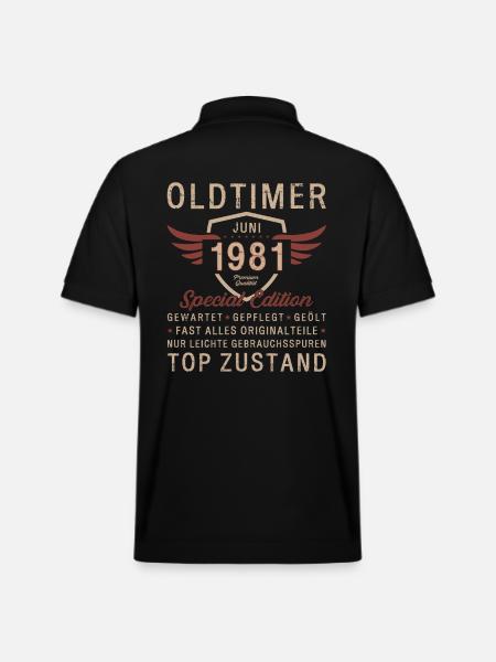 44th Birthday Oldtimer June 1981 - Stanley/Stella Unisex Organic Polo Shirt PREPSTER - black