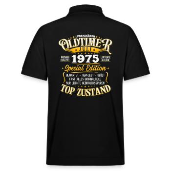 50. Geburtstag Oldtimer Juli Jahrgang 1975 - Stanley/Stella Unisex Bio-Poloshirt PREPSTER - Schwarz - Hinten - Andy (188cm)