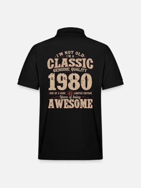 45th Birthday Original Vintage 1980 - Stanley/Stella Unisex Organic Polo Shirt PREPSTER - black