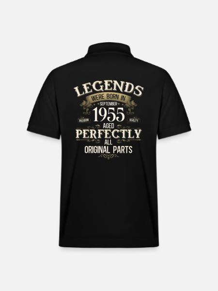 70th Birthday Gift Legend September 1955 - Stanley/Stella Unisex Organic Polo Shirt PREPSTER - black