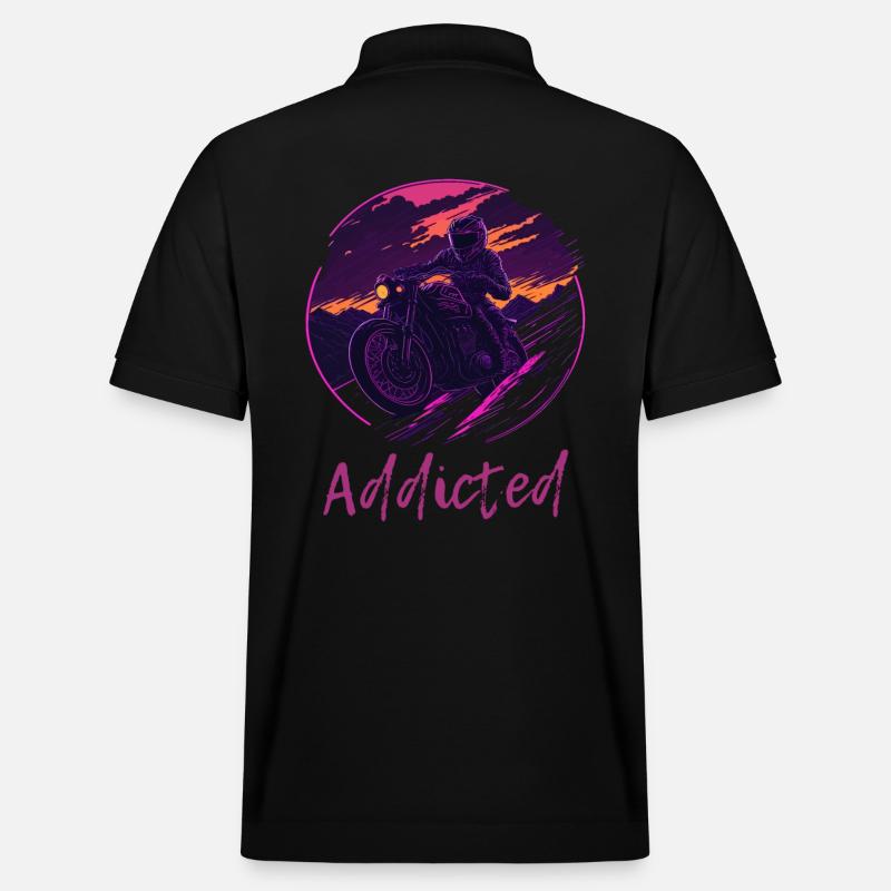 Synthwave Moto Accro - Polo PREPSTER bio Stanley/Stella Unisexe - noir