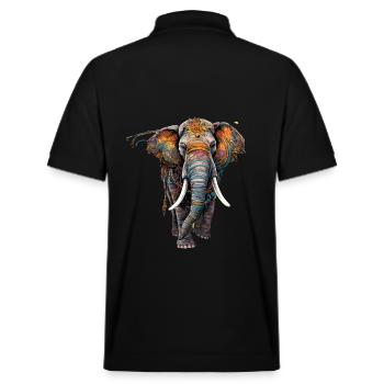 Bunter Elefant im Boho Ethno Style - Stanley/Stella Unisex Bio-Poloshirt PREPSTER - Schwarz - Hinten - Andy (188cm)