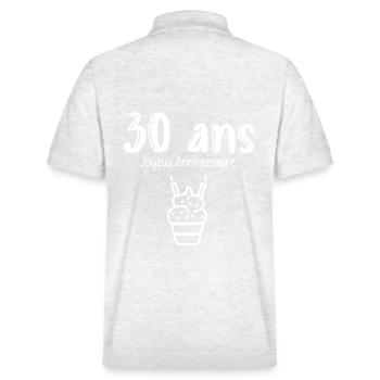 30 ans joyeux anniversaire - Polo PREPSTER bio Stanley/Stella Unisexe - blanc chiné - Dos - Andy (188cm)