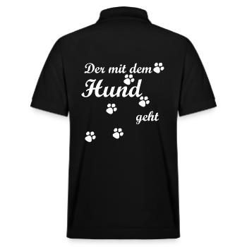 Der mit dem Hund geht Geschenk Hunde Pfoten - Stanley/Stella Unisex Bio-Poloshirt PREPSTER - Schwarz - Hinten - Andy (188cm)
