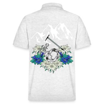 Alpes tyroliennes Gentiane Edelweiss Alpinistes Escalade - Polo PREPSTER bio Stanley/Stella Unisexe - blanc chiné - Dos - Andy (188cm)