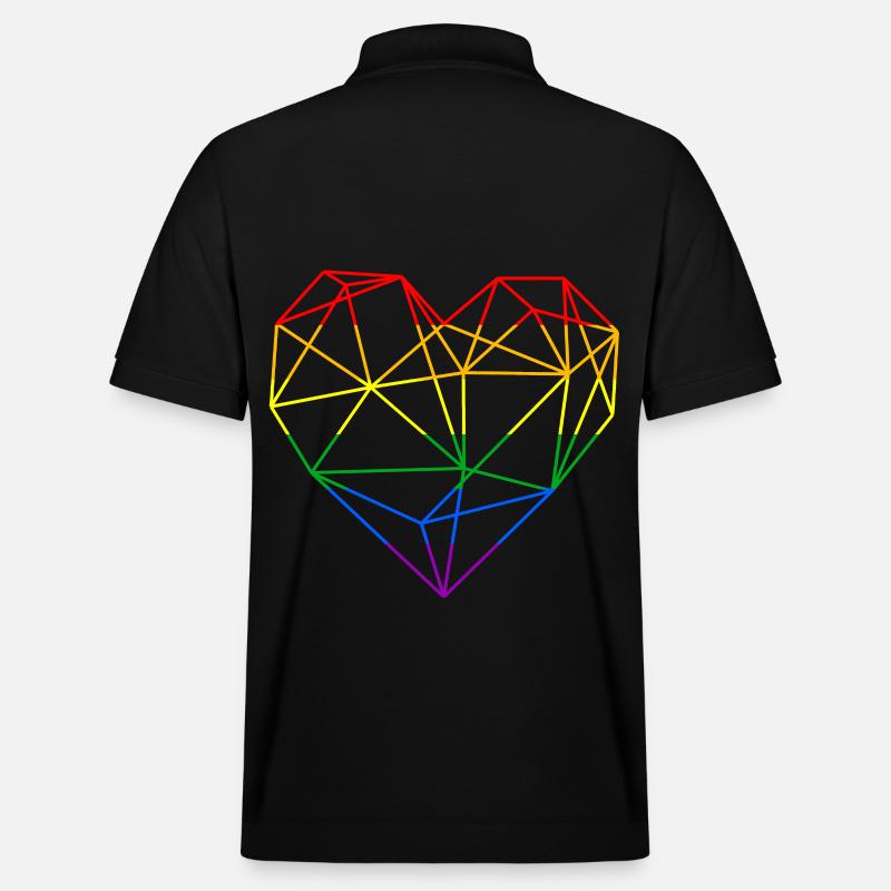 Polygon Herz Regenbogen Liebe LGBT - Stanley/Stella Unisex Bio-Poloshirt PREPSTER - Schwarz