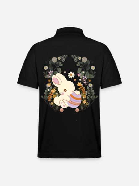 Påske, Påskehare, Påskeæg, Natur, Barn, Baby - Stanley/Stella PREPSTER økologisk unisex poloshirt - sort