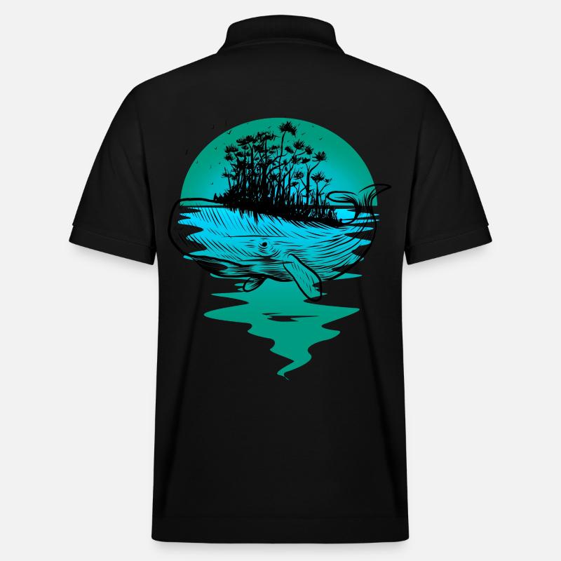 baleine, poisson, océan, mammifères marins - Polo PREPSTER bio Stanley/Stella Unisexe - noir