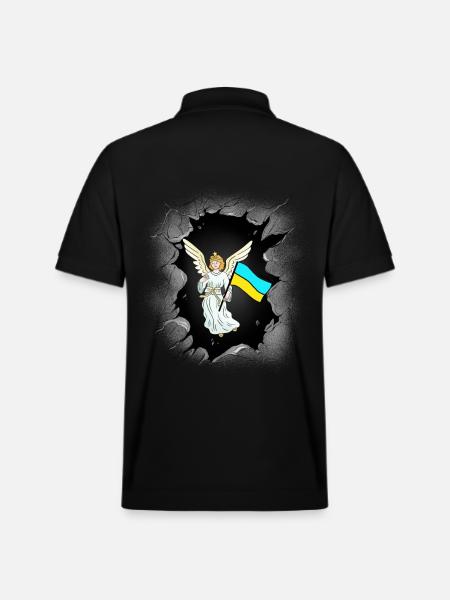 Angel Guardian Angel Ukraine Flag Flags - Stanley/Stella Unisex Organic Polo Shirt PREPSTER - black