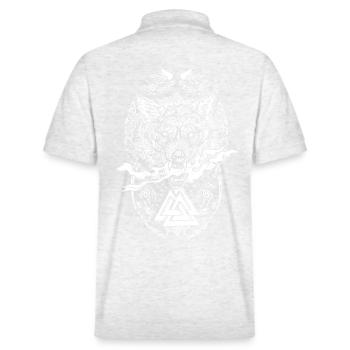 Fenrir Wikinger Runen Design Fenriswolf Germanen - Stanley/Stella Unisex Bio-Poloshirt PREPSTER - Weiß meliert - Hinten - Andy (188cm)