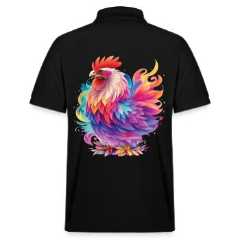 Colorful Chicken Chicken Lover Chickens Design - Stanley/Stella Unisex Organic Polo Shirt PREPSTER - black - Back - Andy (188cm)