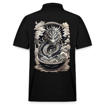 Drachen & Ramen Suppe Asiatische Retro Kunst - Stanley/Stella Unisex Bio-Poloshirt PREPSTER - Schwarz - Hinten - Andy (188cm)
