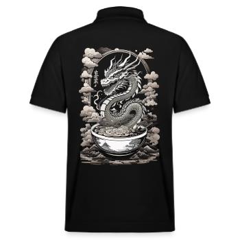 Drache aus Ramen Suppe Ukiyo-E Japan Kunststil - Stanley/Stella Unisex Bio-Poloshirt PREPSTER - Schwarz - Hinten - Andy (188cm)