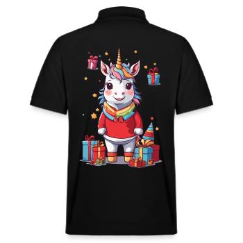 Magisches Einhorn an Weihnachten Winter Design - Stanley/Stella Unisex Bio-Poloshirt PREPSTER - Schwarz - Hinten - Andy (188cm)
