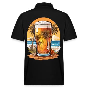 Tropisches Bier Paradies für Bierliebhaber - Stanley/Stella Unisex Bio-Poloshirt PREPSTER - Schwarz - Hinten - Andy (188cm)