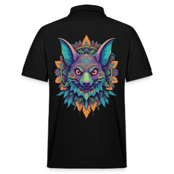 Flying Fox Mandala Design In Unique Style - Stanley/Stella Unisex Organic Polo Shirt PREPSTER - black - Back - Andy (188cm)