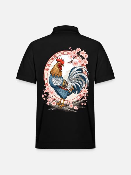 Asian With Cherry Blossoms Aesthetic - Stanley/Stella Unisex Organic Polo Shirt PREPSTER - black