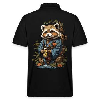 Chien viverrin Vintage saké japonais Art - Polo PREPSTER bio Stanley/Stella Unisexe - noir - Dos - Andy (188cm)