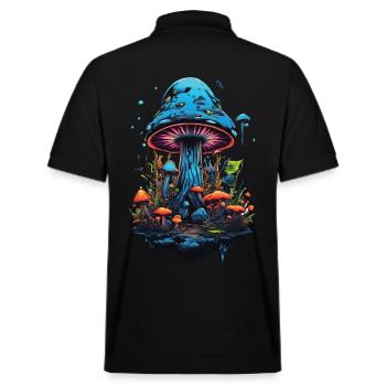 Couleurs vibrantes Champignons forestiers Psychédélique Goa Trance - Polo PREPSTER bio Stanley/Stella Unisexe - noir - Dos - Andy (188cm)